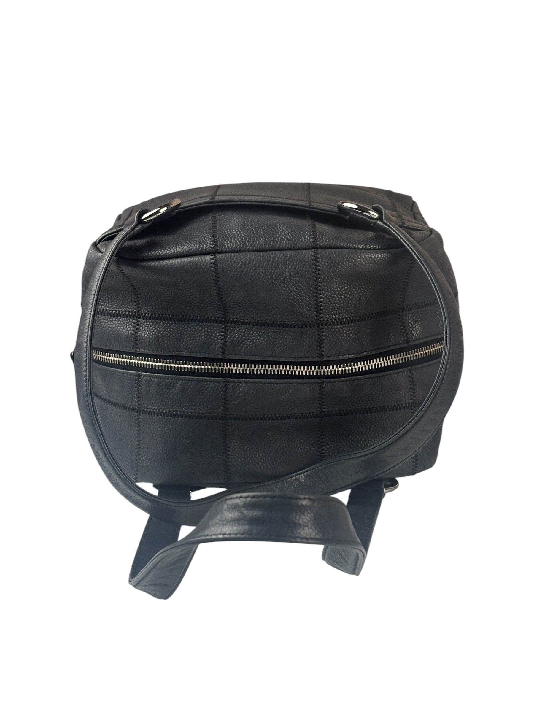 Chanel Navy Chocolate Bar Square Quilt LAX Bowler Bag 2004