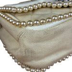 Chanel White Leather/Canvas Pearl Crossbody Flap 2003