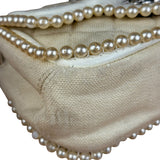 Chanel White Leather/Canvas Pearl Crossbody Flap 2003
