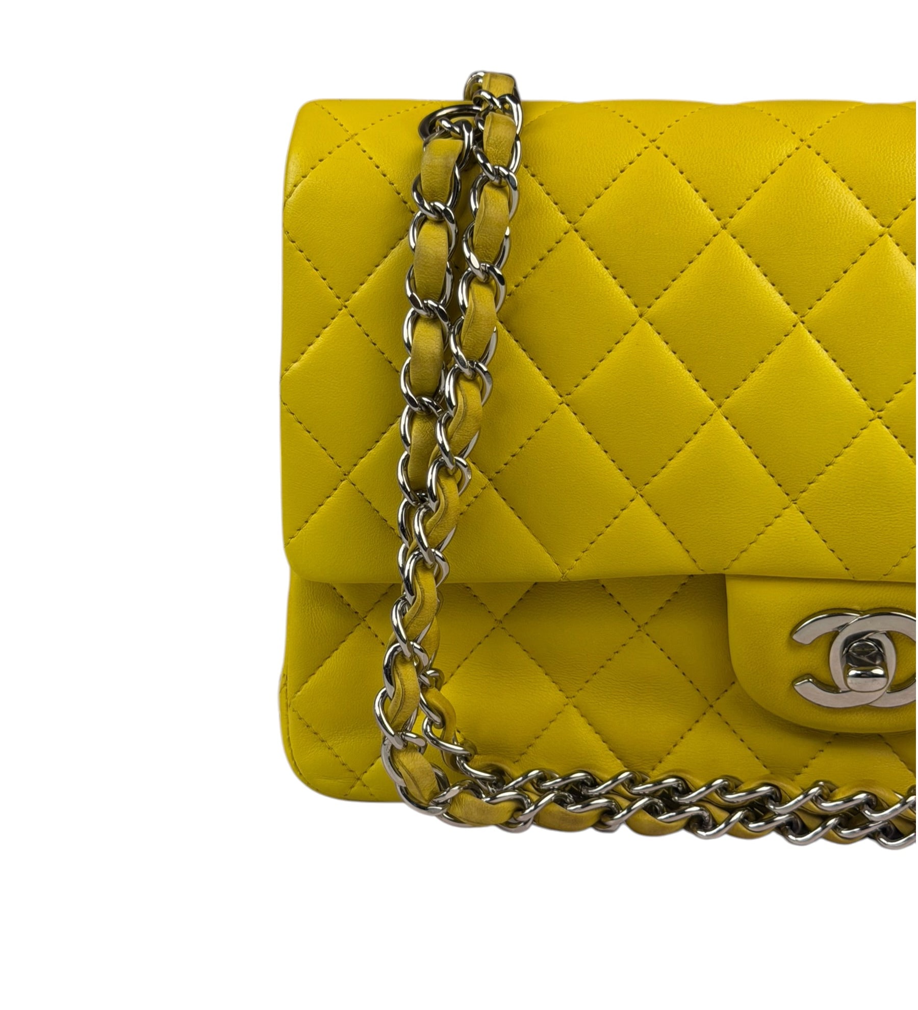 Chanel Yellow Quilted Lambskin Double Flap Bag 2009
