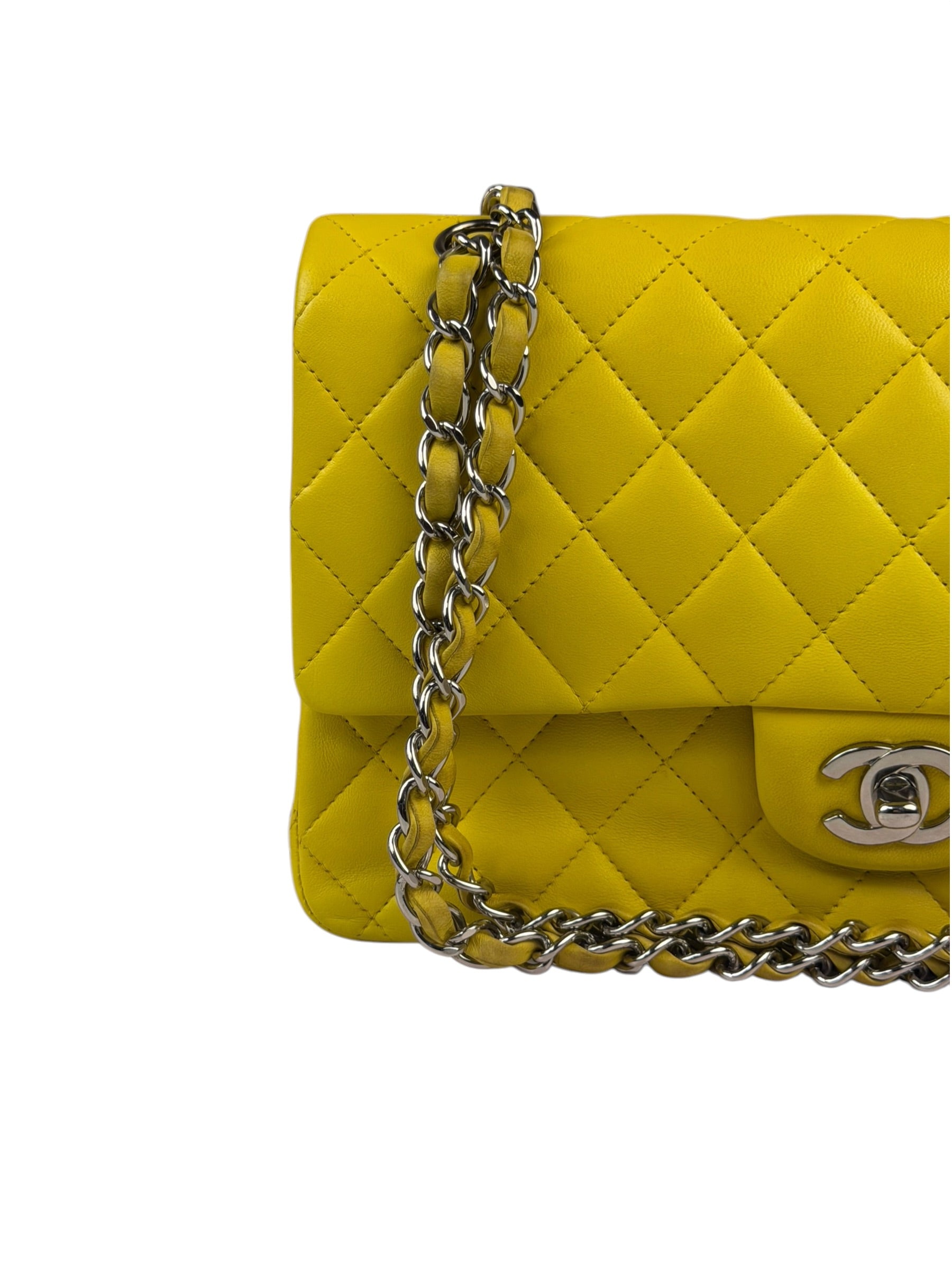 Chanel Yellow Quilted Lambskin Double Flap Bag 2009