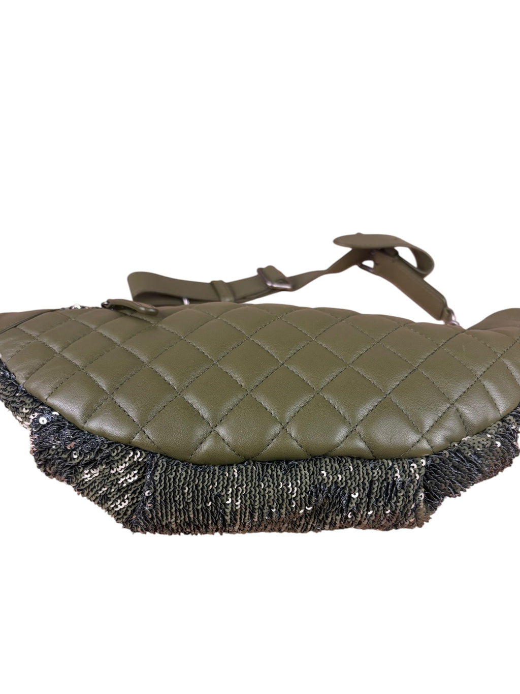 Chanel Olive Green Quilted Leather Trim Coco Cuba Fanny Pack Belt Bag 2017