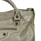 Balenciaga Olive Lambskin Velo Moto Two-Way Bag