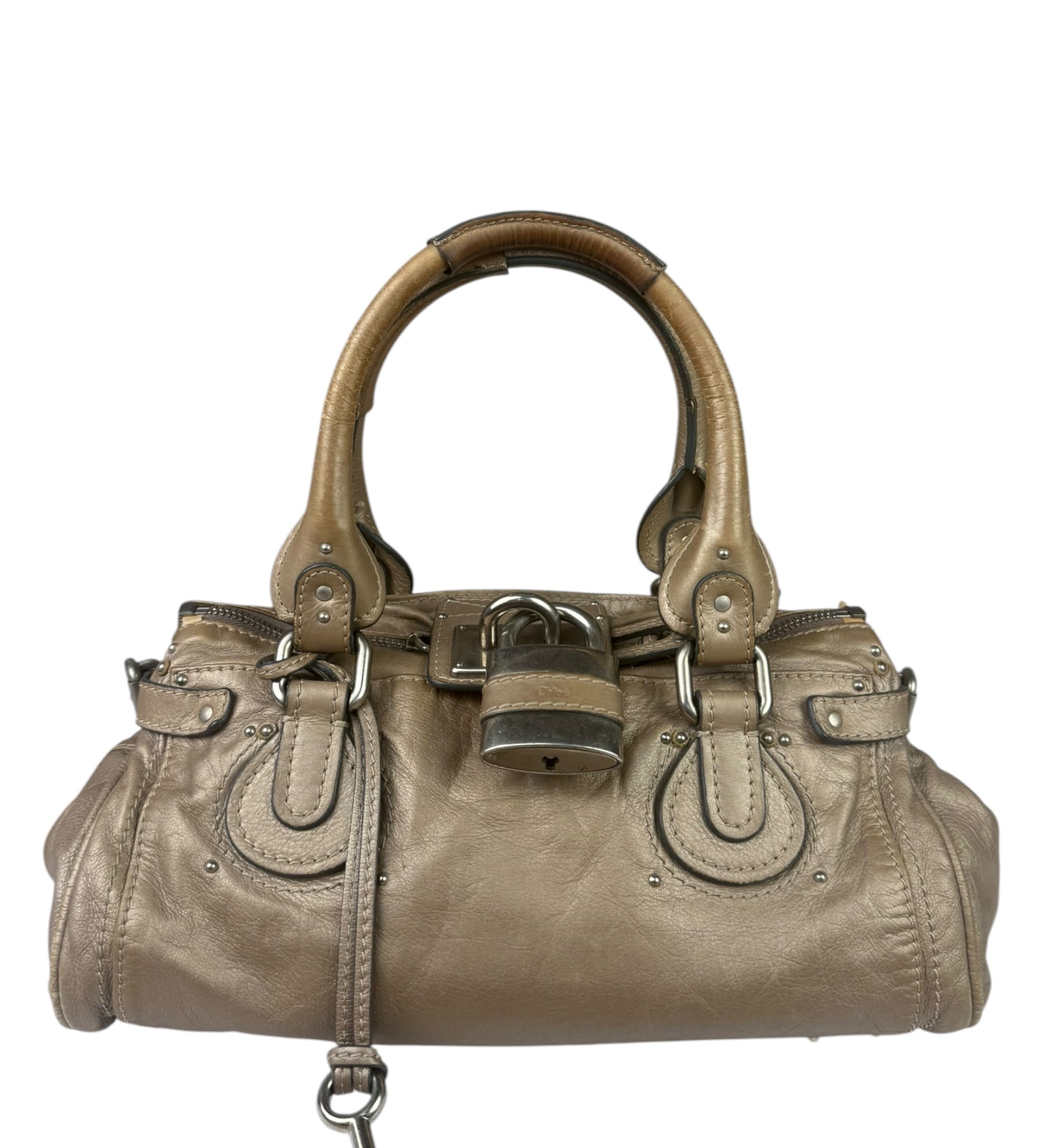Chloe Bronze Leather Paddington Shoulder Bag
