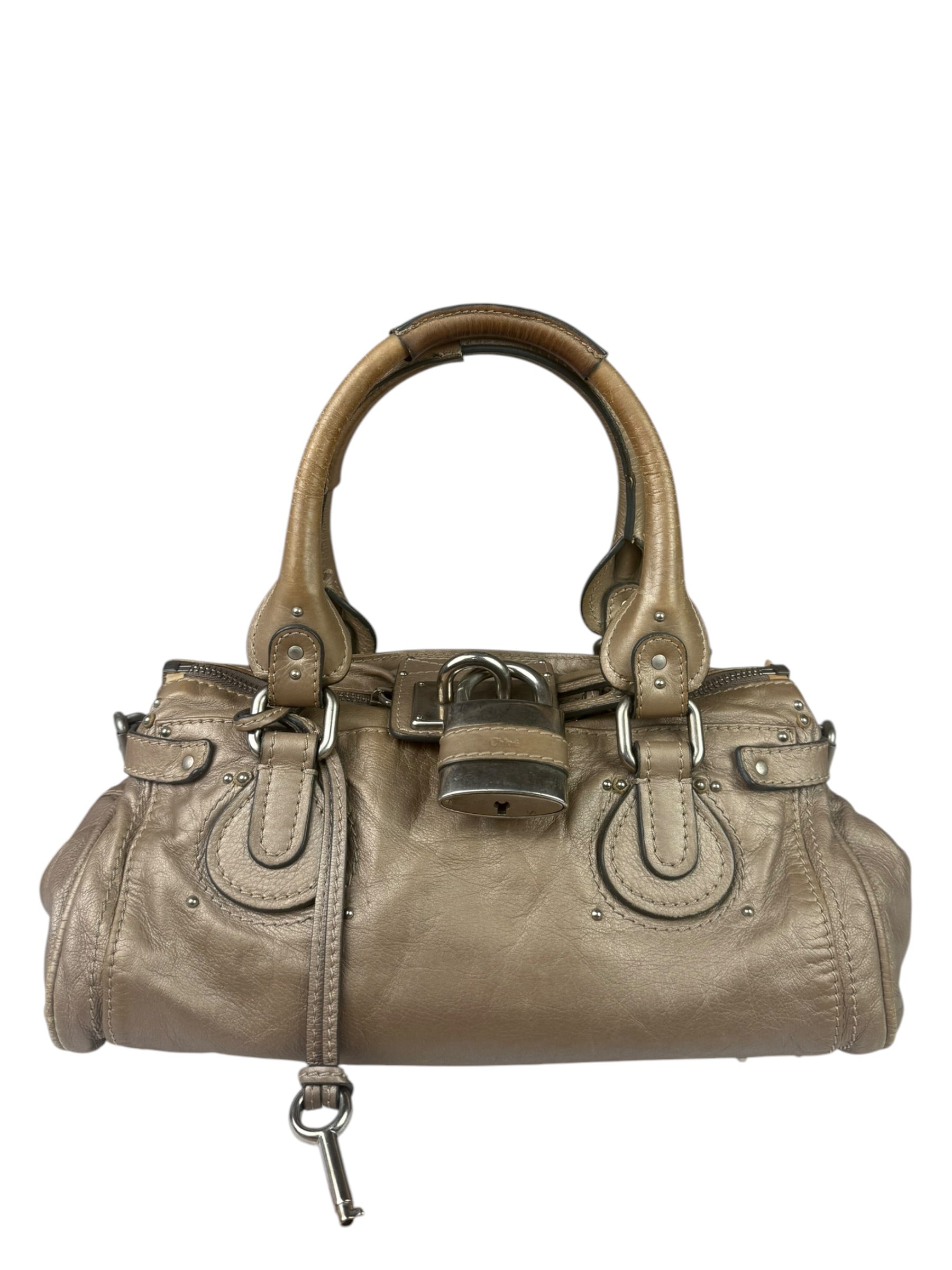 Chloe Bronze Leather Paddington Shoulder Bag