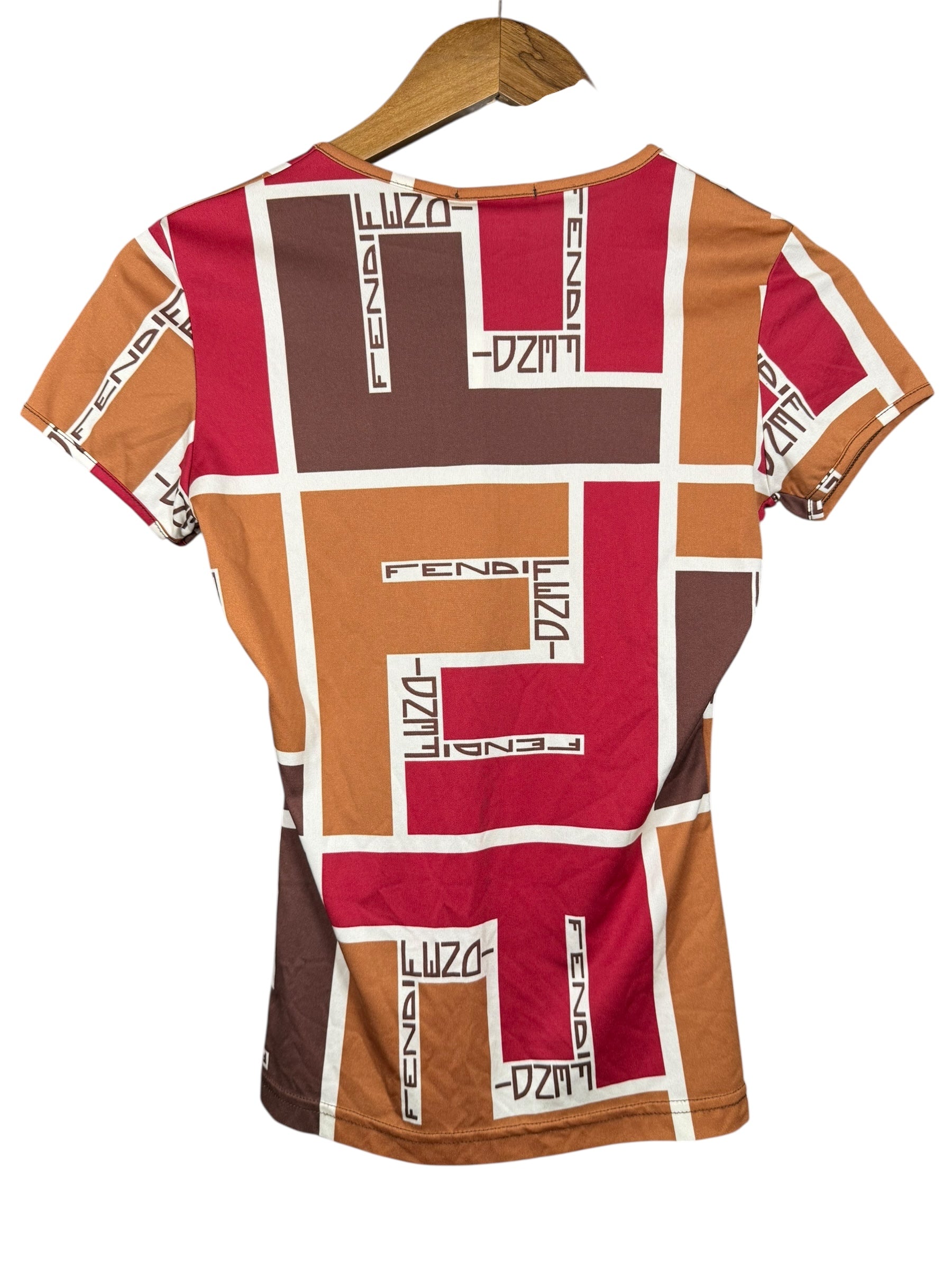 Fendi FF Logo Short Sleeve Top Pink