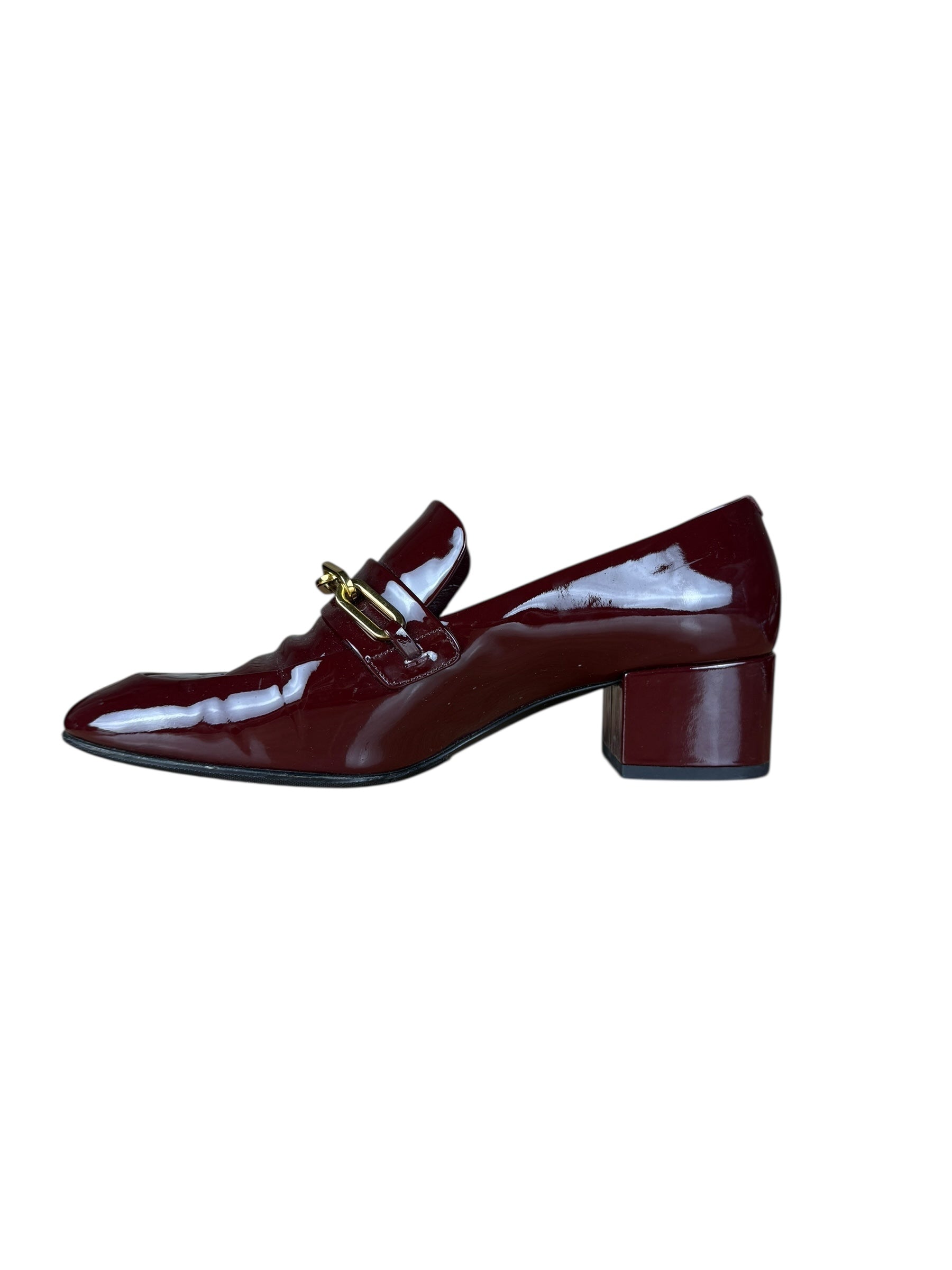 Burberry Burgundy Patent Leather Loafers