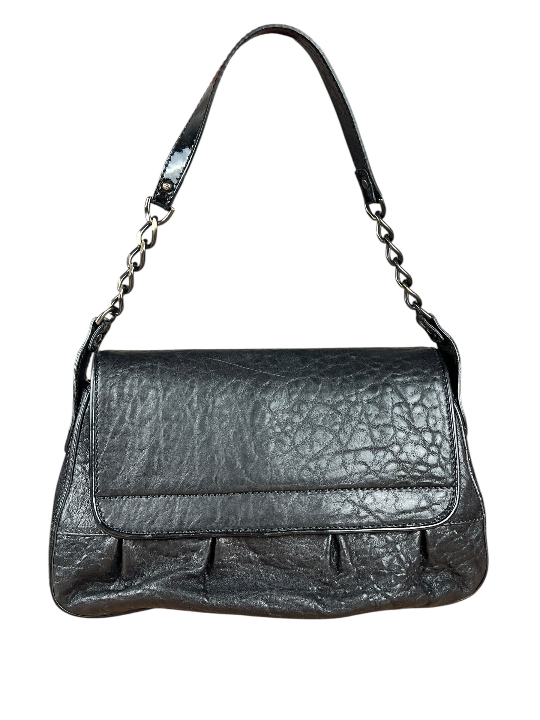Fendi Black Patent Buckle Leather Shoulder Bag