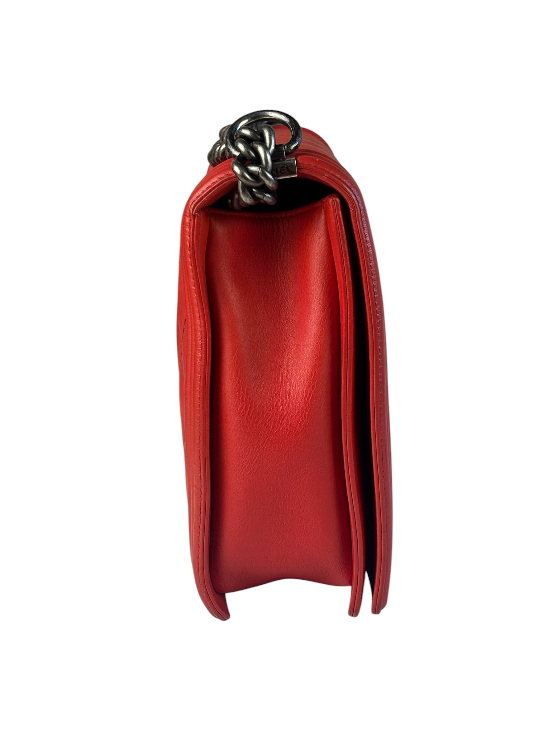 Chanel Red Quilted Leather Boy Flap Bag 2010