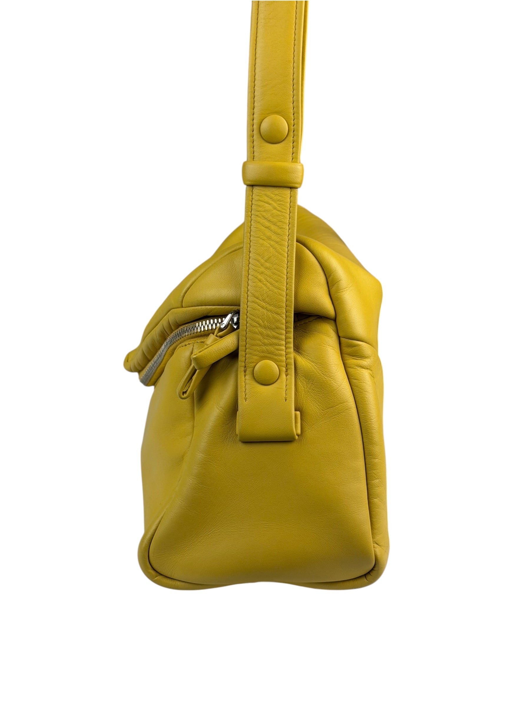 Prada Yellow Leather Padded Nappa Signaux Shoulder Bag