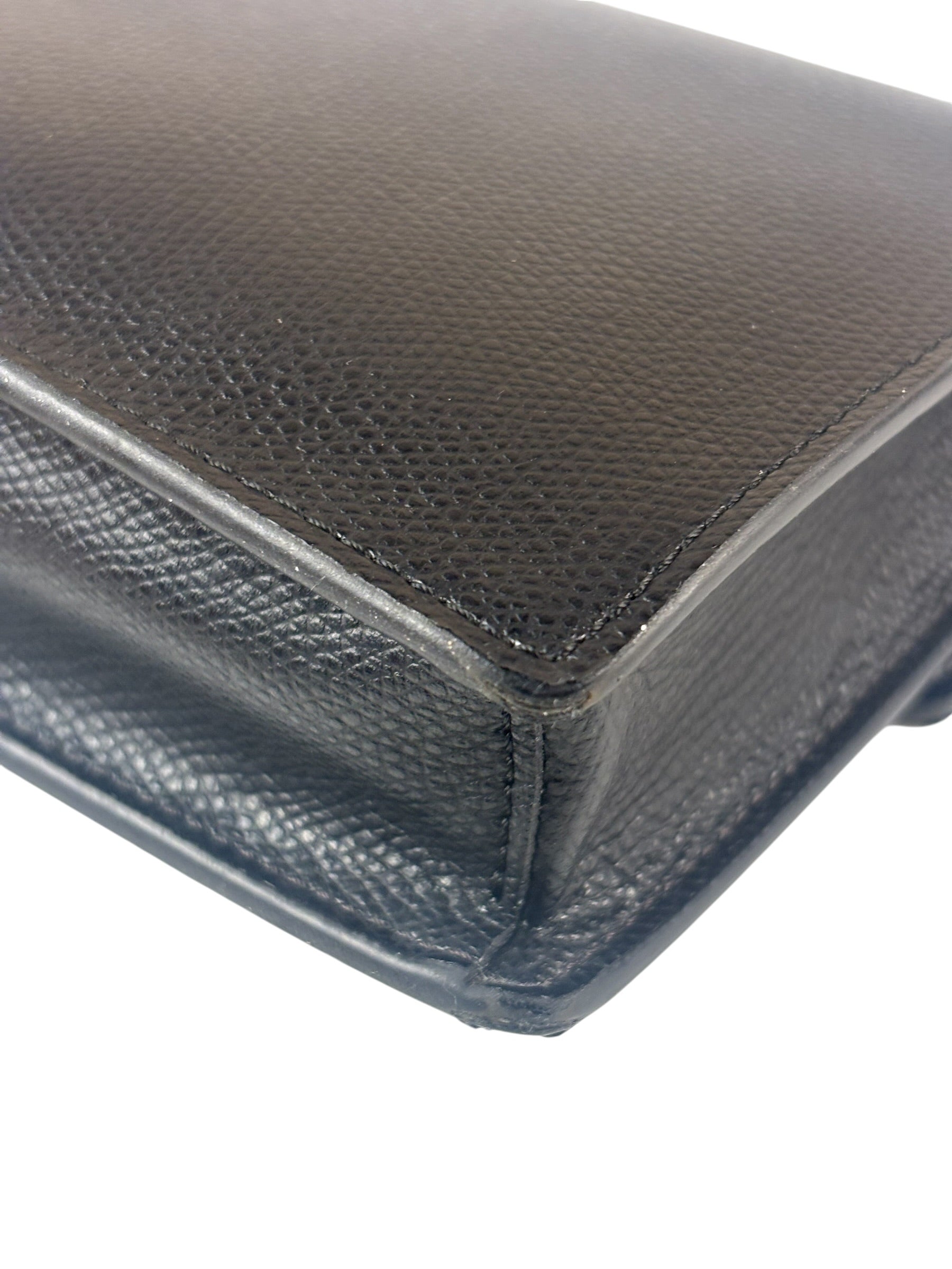 Fendi Black Leather F Envelope Wallet On Replacement Chain