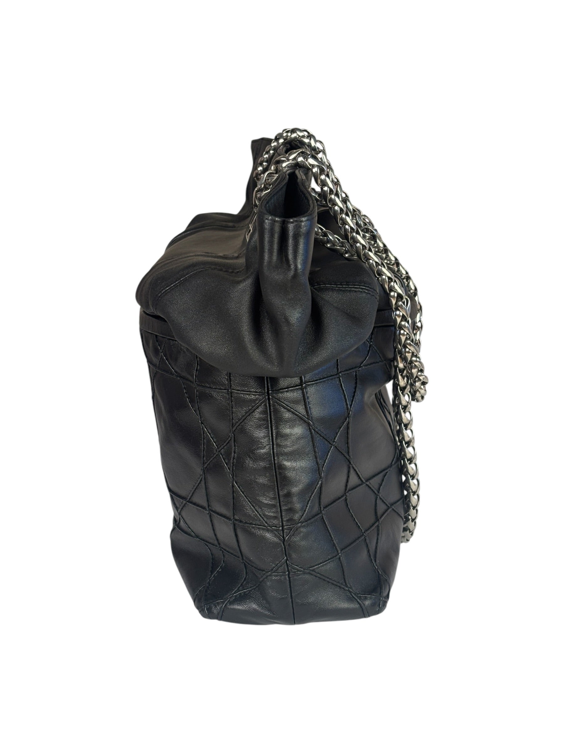 Christian Dior Black Leather Cannage Granville Chain Tote
