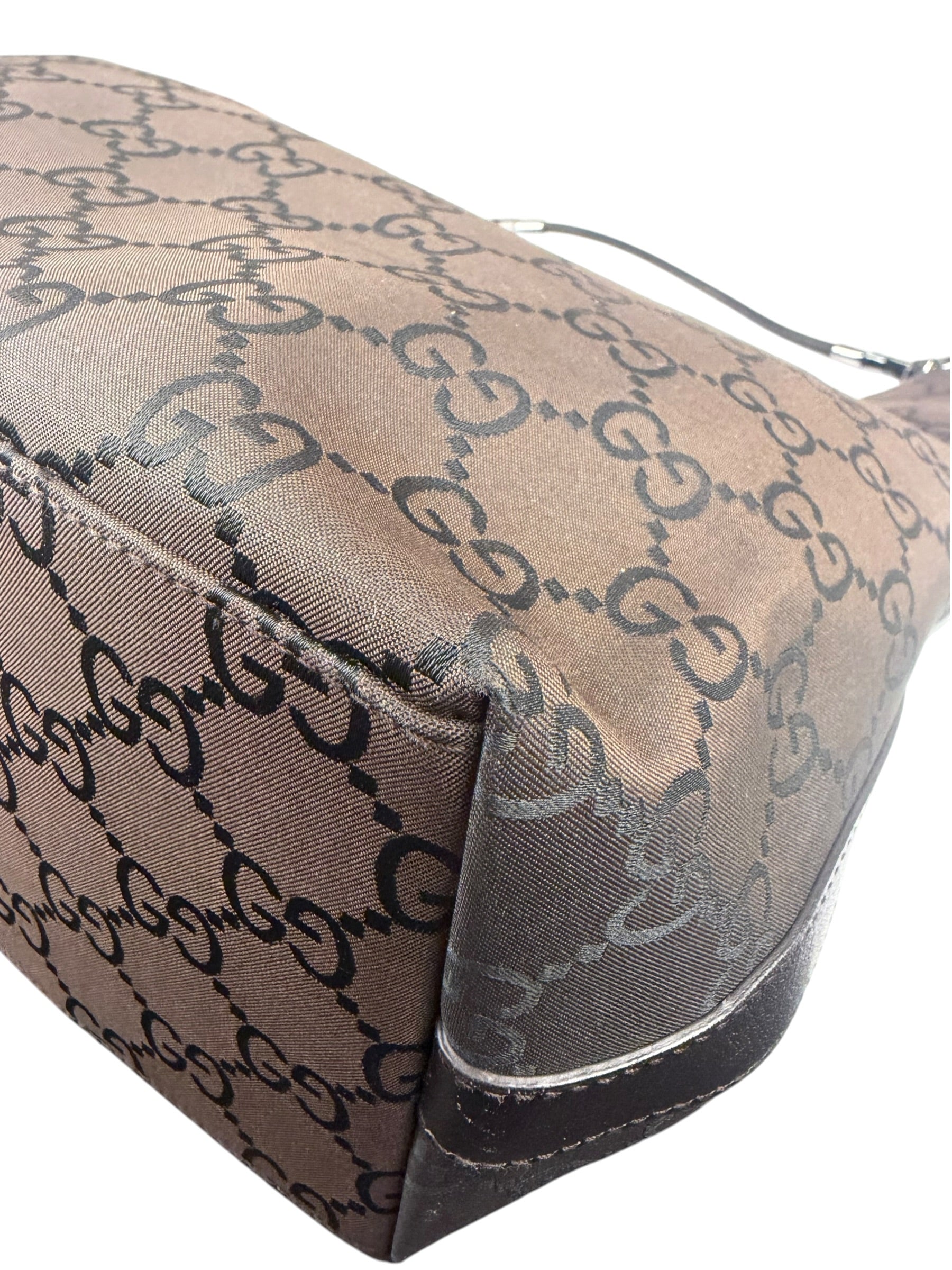 Gucci GG Monogram Brown Nylon Hobo Bag