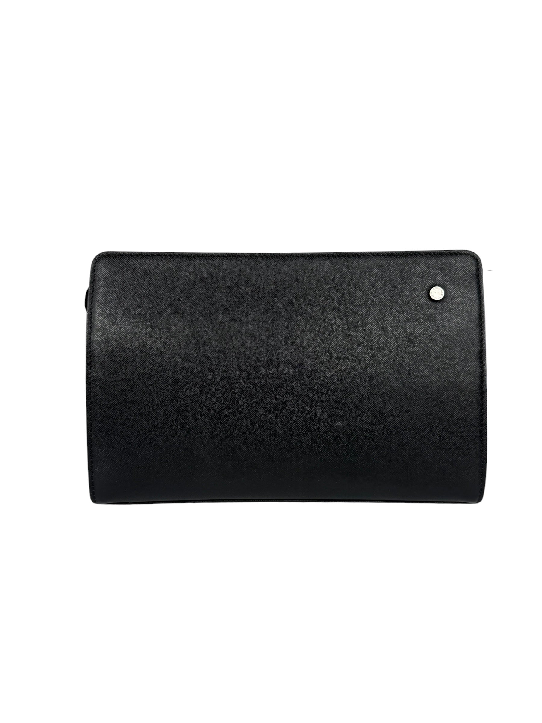 Burberry Black Leather Zip Clutch Pouch