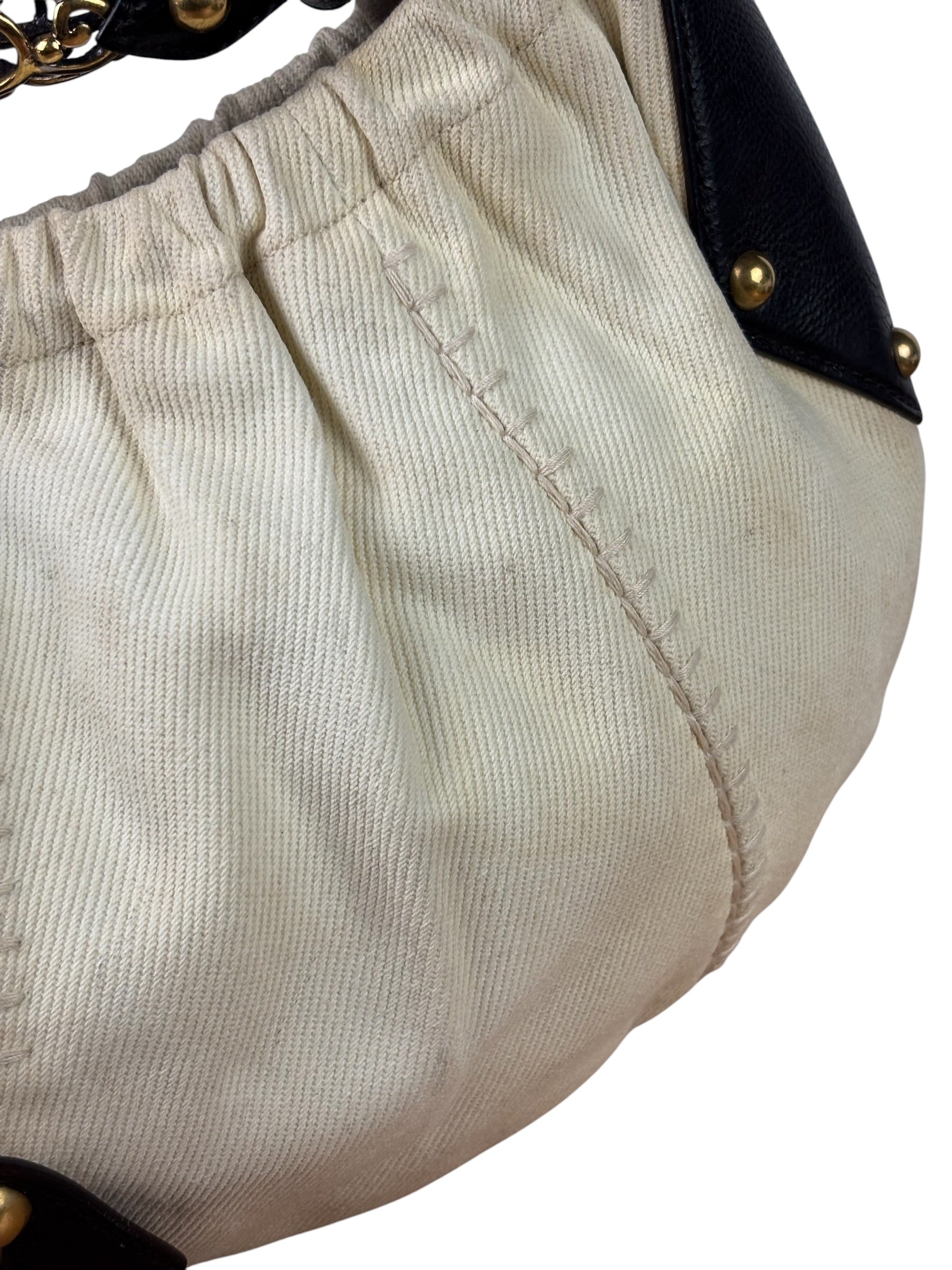 Saint Laurent White Canvas Mombasa Hobo Bag
