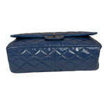 Chanel Blue Patent Quilted Jumbo Classic 2.55 Double Flap Bag 2011