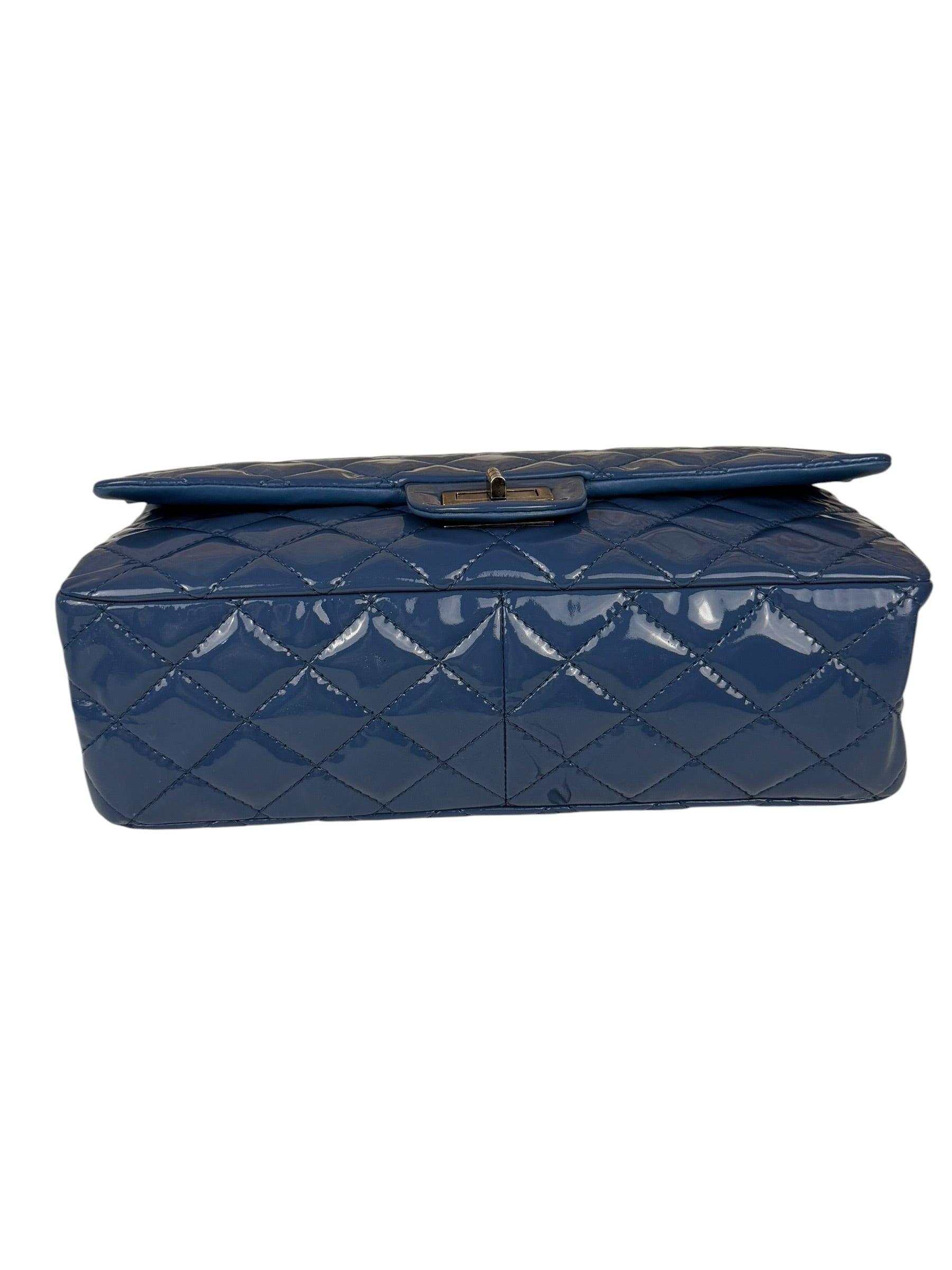 Chanel Blue Patent Quilted Jumbo Classic 2.55 Double Flap Bag 2011
