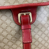Celine Vintage Macadam Print Red Lined Flap Messenger Bag