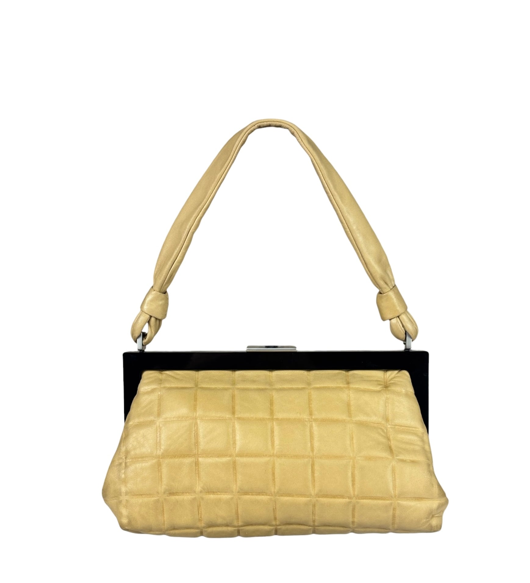 Chanel Beige Lambskin Chocolate Bar Frame Handbag 2002