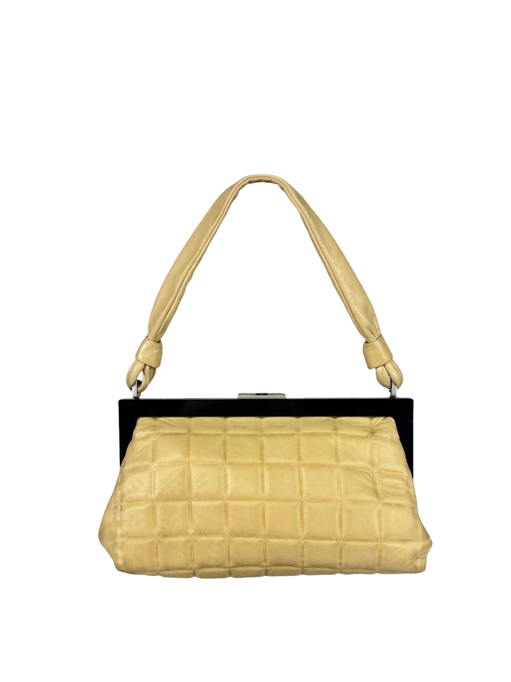 Chanel Beige Lambskin Chocolate Bar Frame Handbag 2002