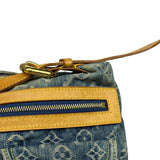 Louis Vuitton Vintage Denim Leather Trim Monogram Baggy Shoulder Bag MM