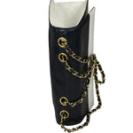 Chanel Vintage White/Black Quilted Lambskin Trapezoid Flap Bag 1990's