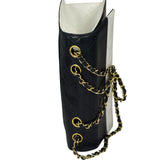 Chanel Vintage White/Black Quilted Lambskin Trapezoid Flap Bag 1990's