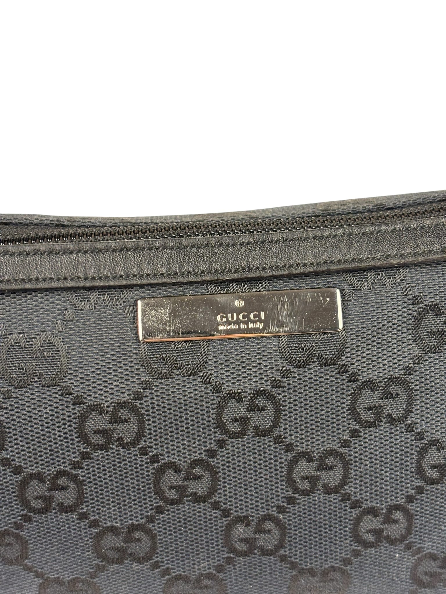 Gucci Black Canvas GG Print Mini Boat Pochette