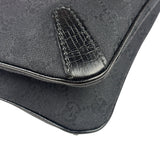 Gucci Black Leather Trim GG Horsebit Chain Shoulder Bag