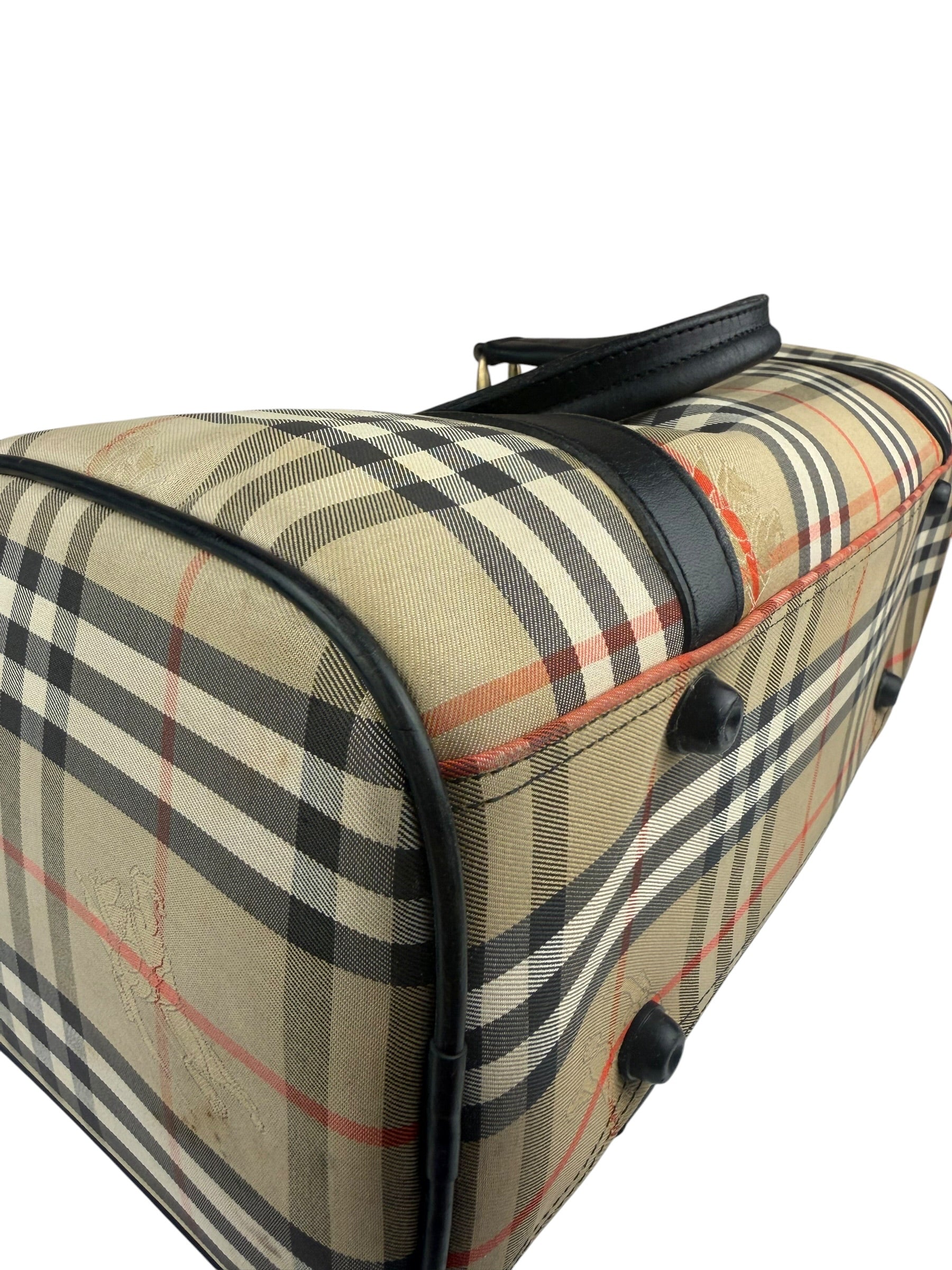 Burberry Vintage Haymarket House Small Boston Bag