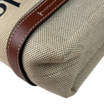 Chloe Beige/Brown Leather Trim Small Woody Two-Way Tote