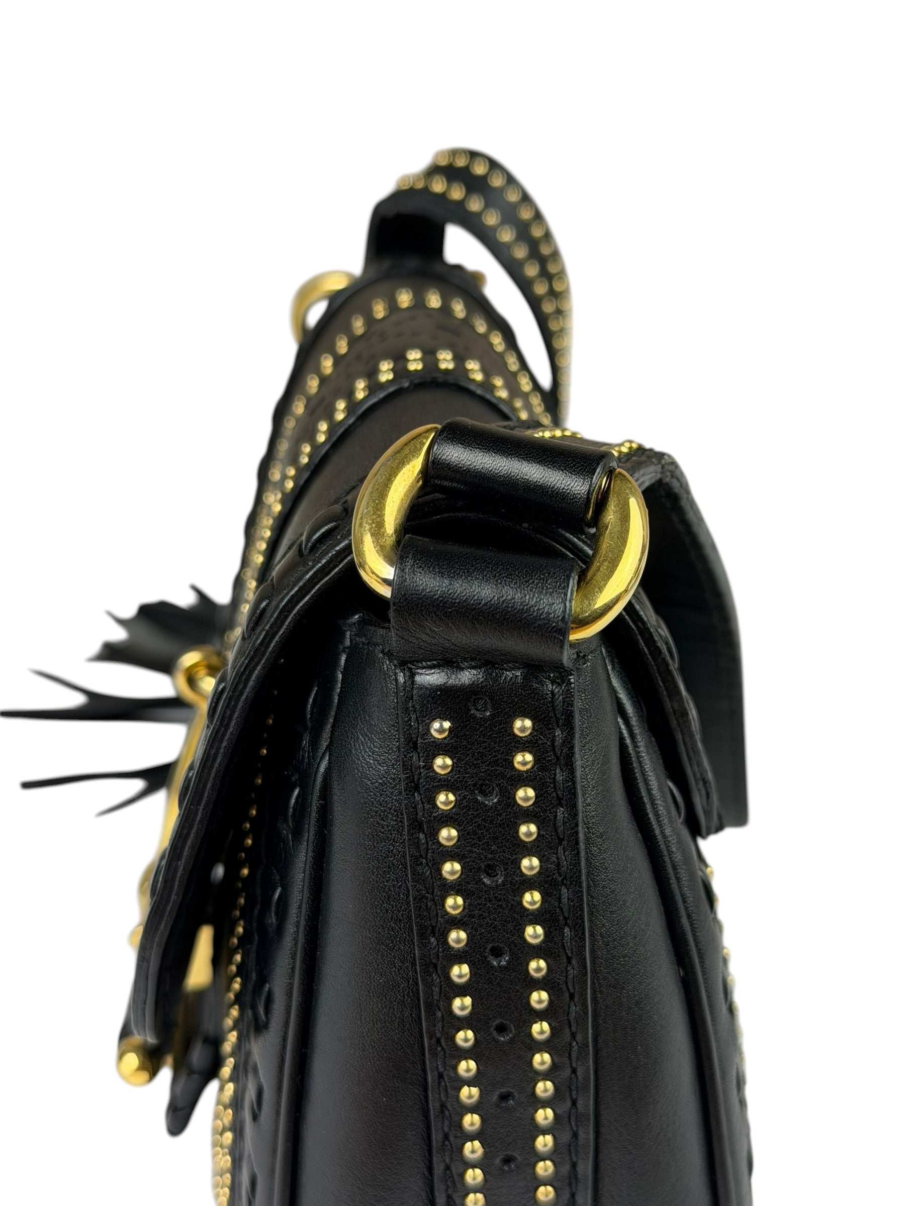 Gucci Black Leather Snaffle Bit Shoulder Bag
