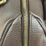 Burberry Vintage Brown Pebbled Leather Double Pocket Satchel Handbag