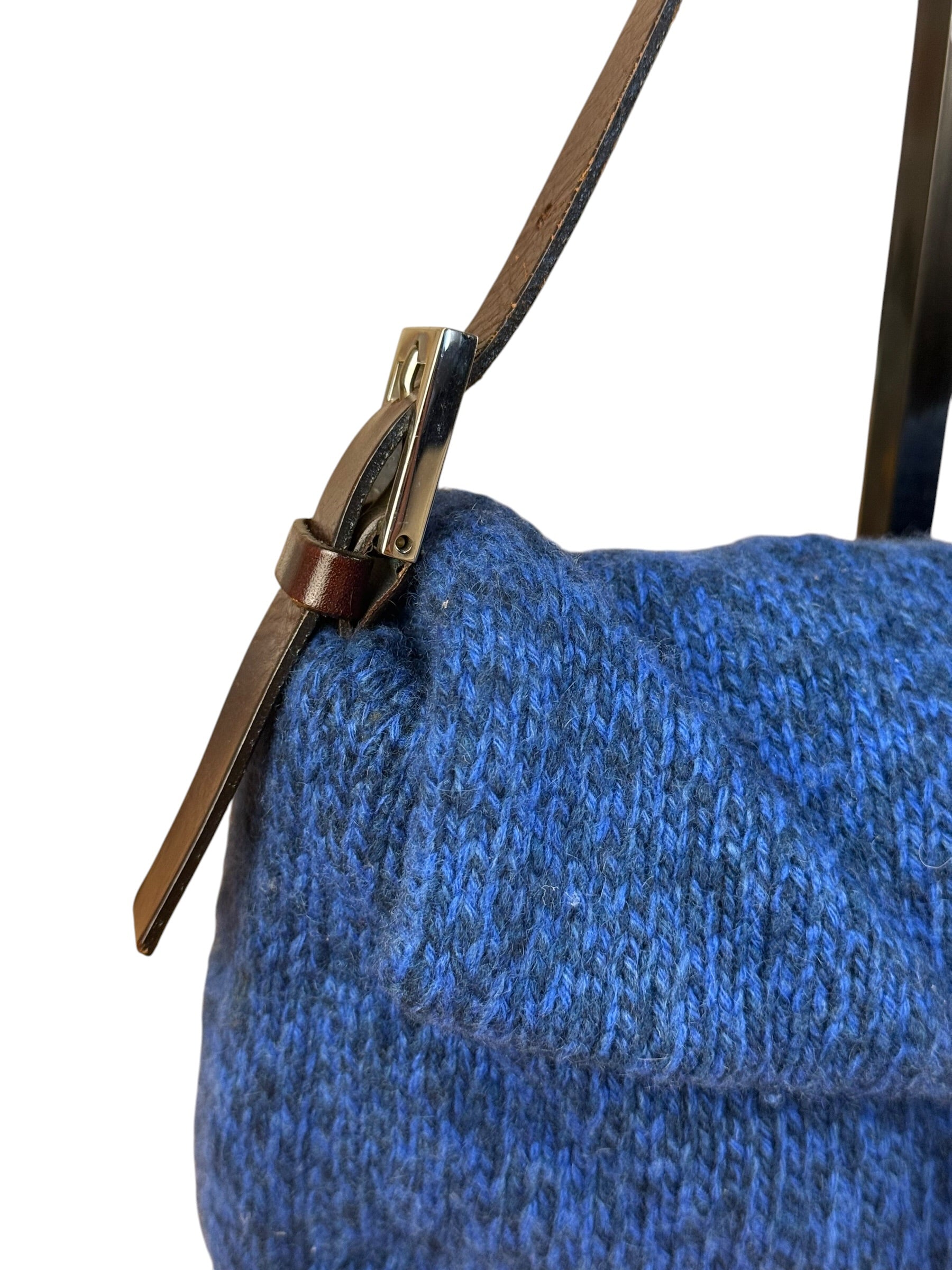 Fendi Vintage Blue Cashmere Baguette