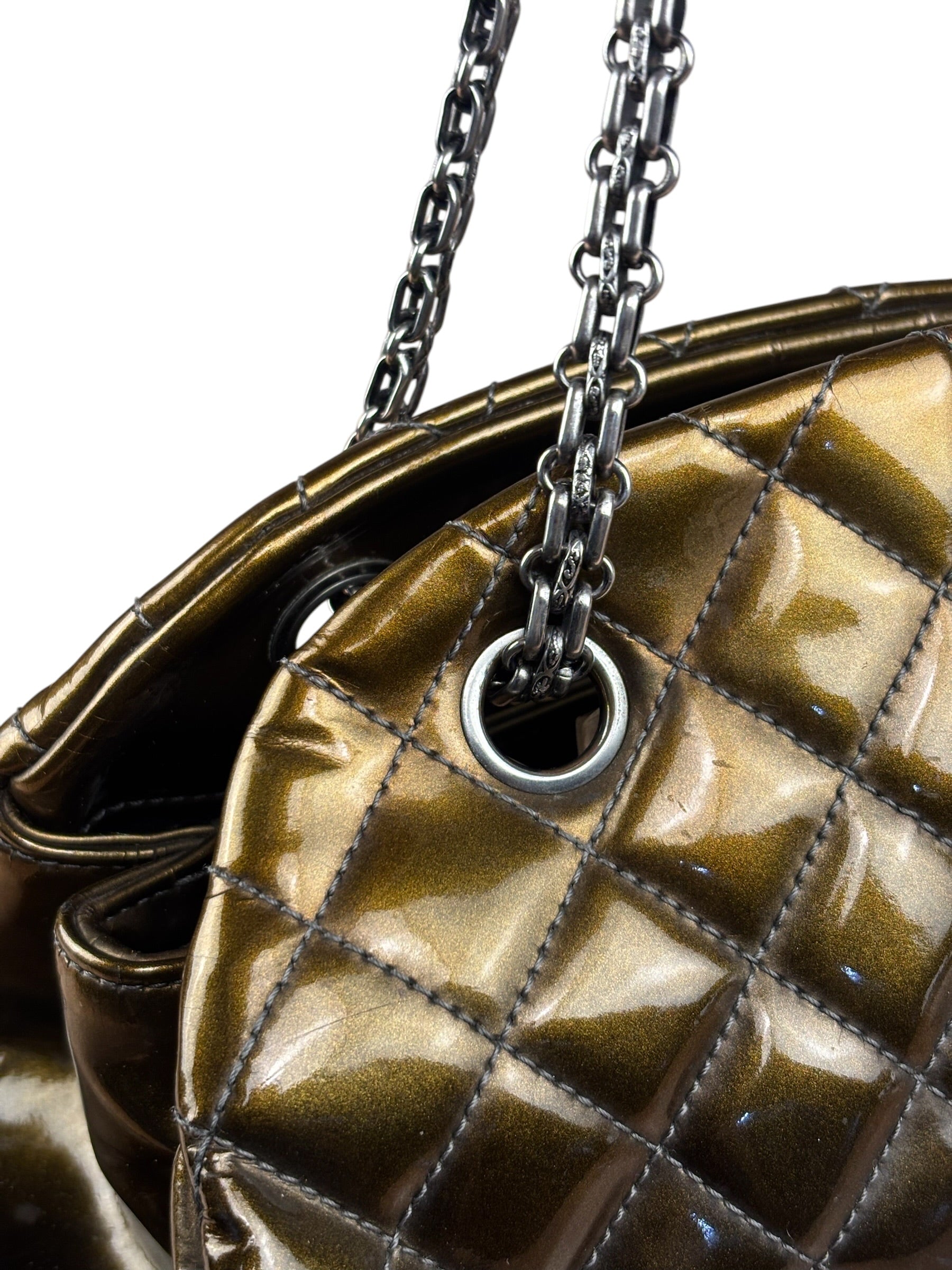 Chanel Metallic Gold Patent Leather Just Medemoiselle Bowling Bag 2011