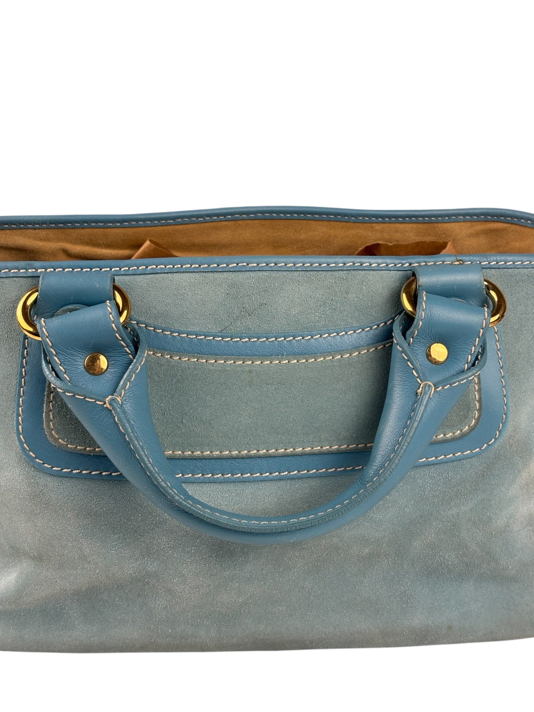 Celine Baby Blue Suede Leather Trip Boogie Handbag