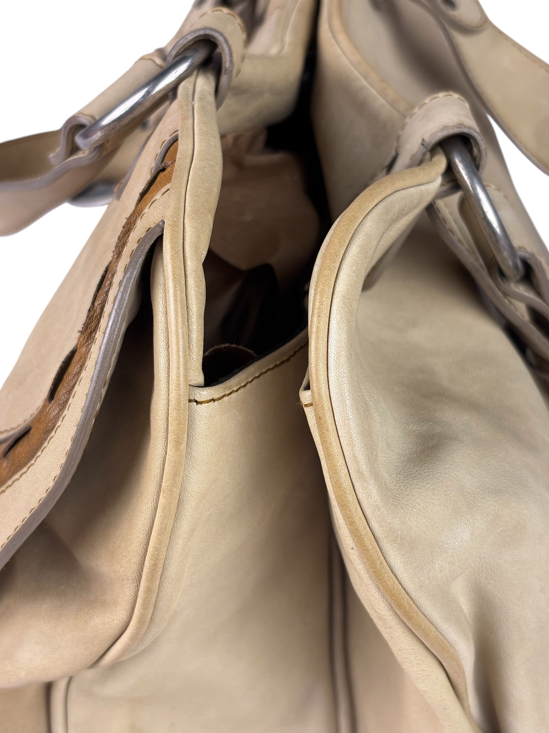 Christian Dior Beige Large Gaucho Double Saddle Shoulder Bag
