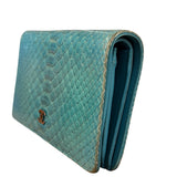 Chanel Turquoise Blue Python Long Wallet 2014