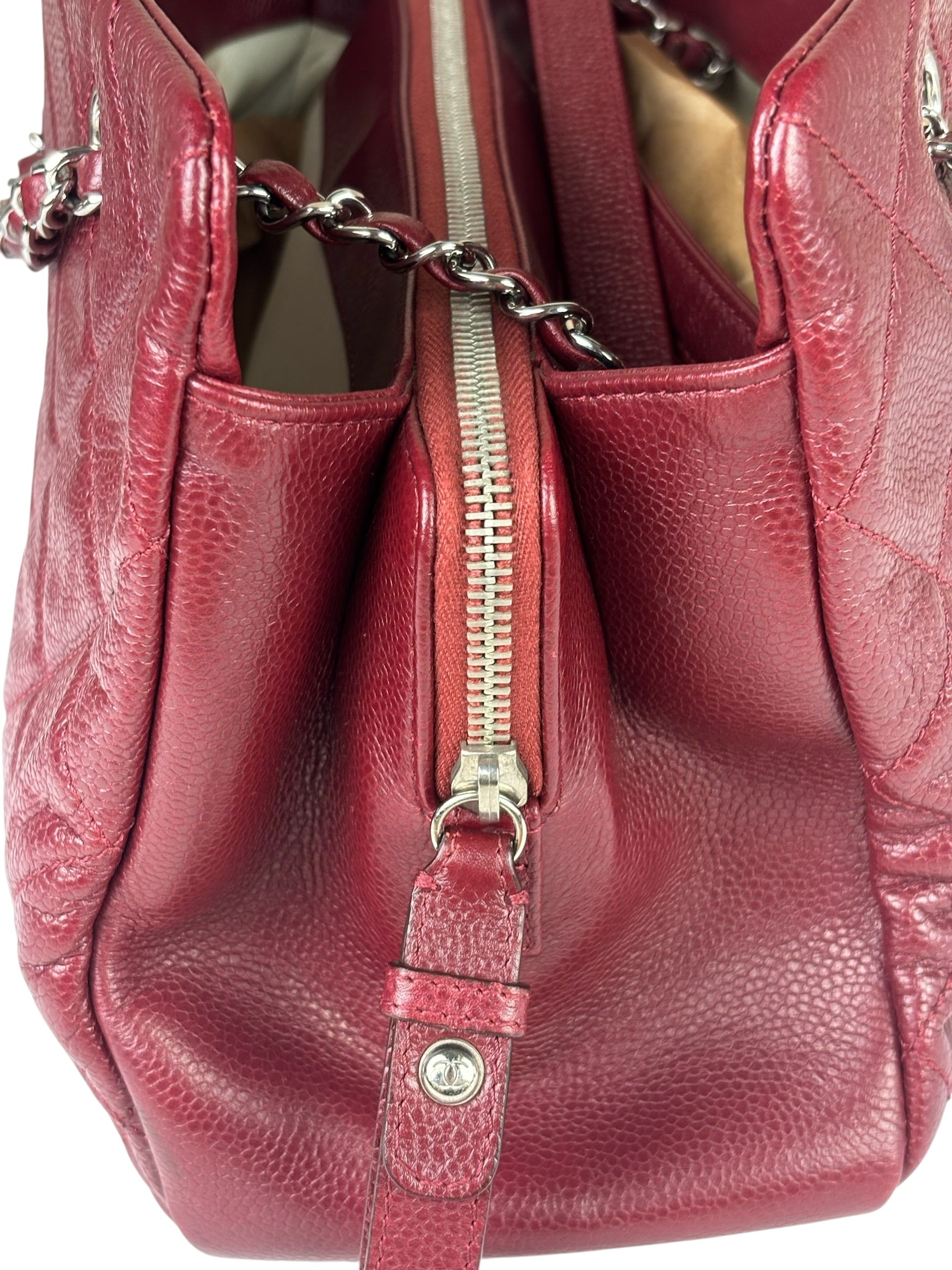 Chanel Burgundy Caviar Quilted Leather Tote 2010