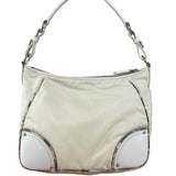 Prada White Tessuto Nylon Leather Trim Shoulder Bag