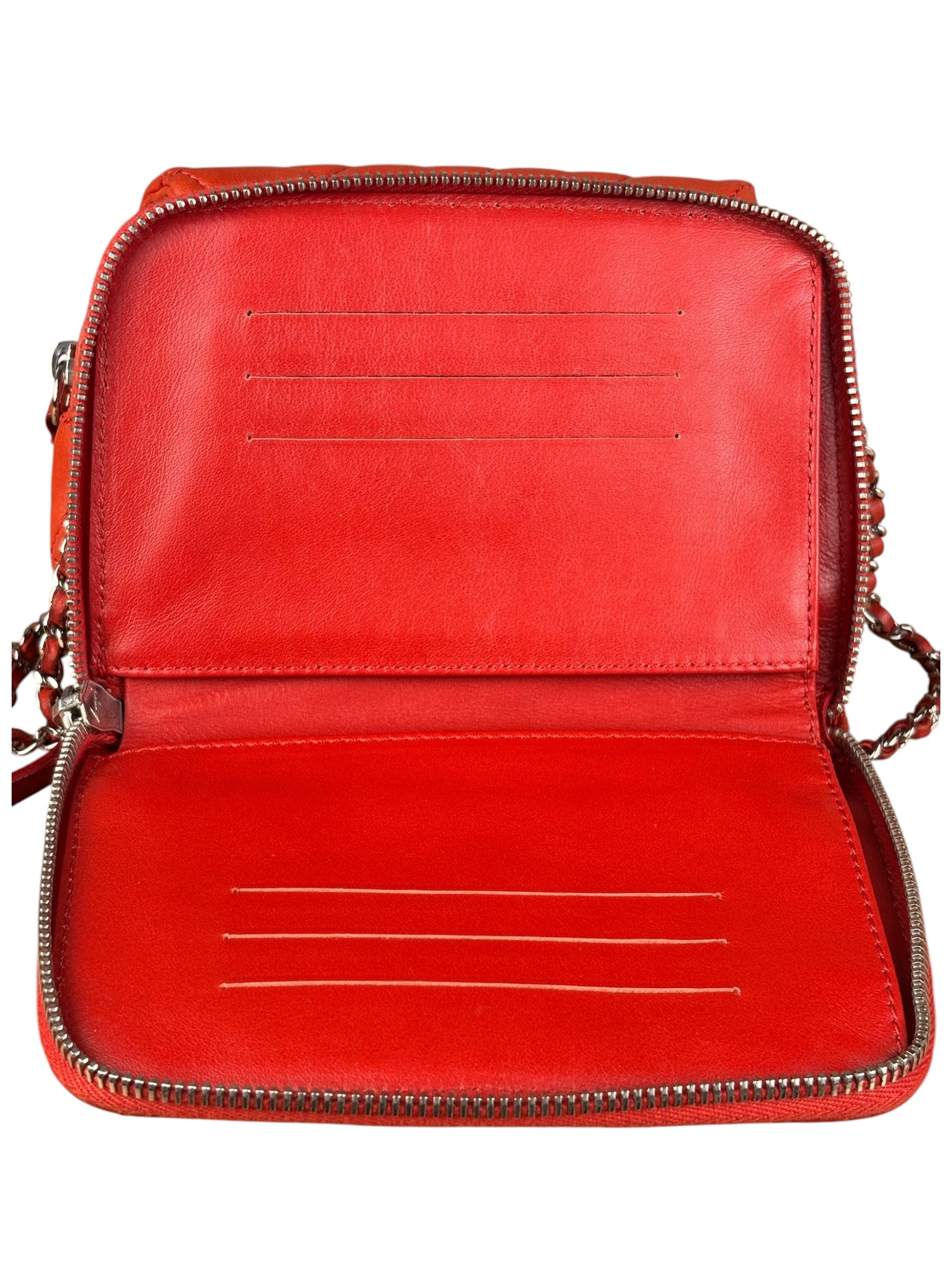 Chanel Red Quilted Mini Flap Wallet on Chain Bag 2011