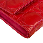 Christian Dior Cannage Red Patent Leather Wallet On Chain