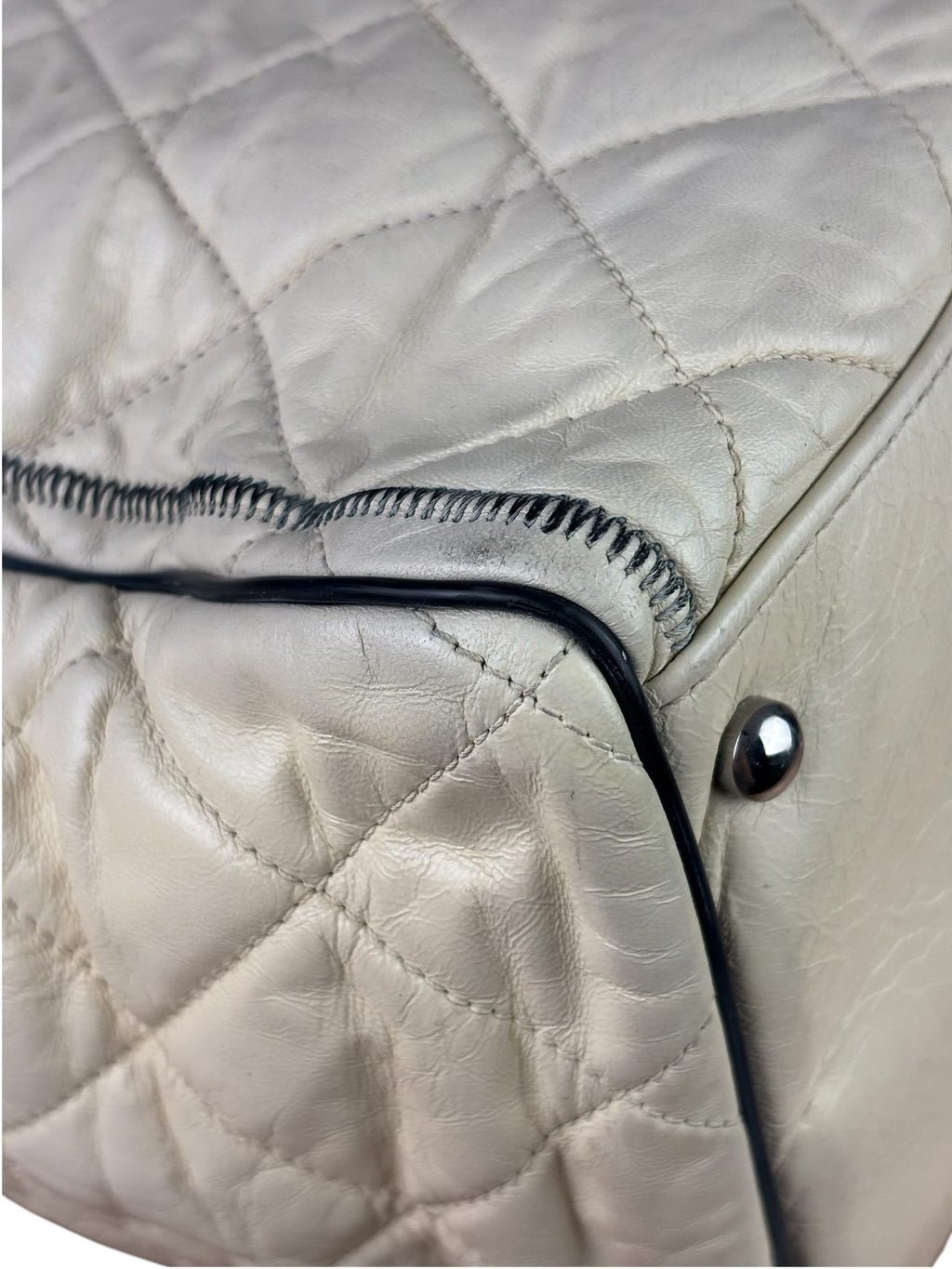 Chanel Cream Quilted Lambskin East/West Reissue Tote 2008