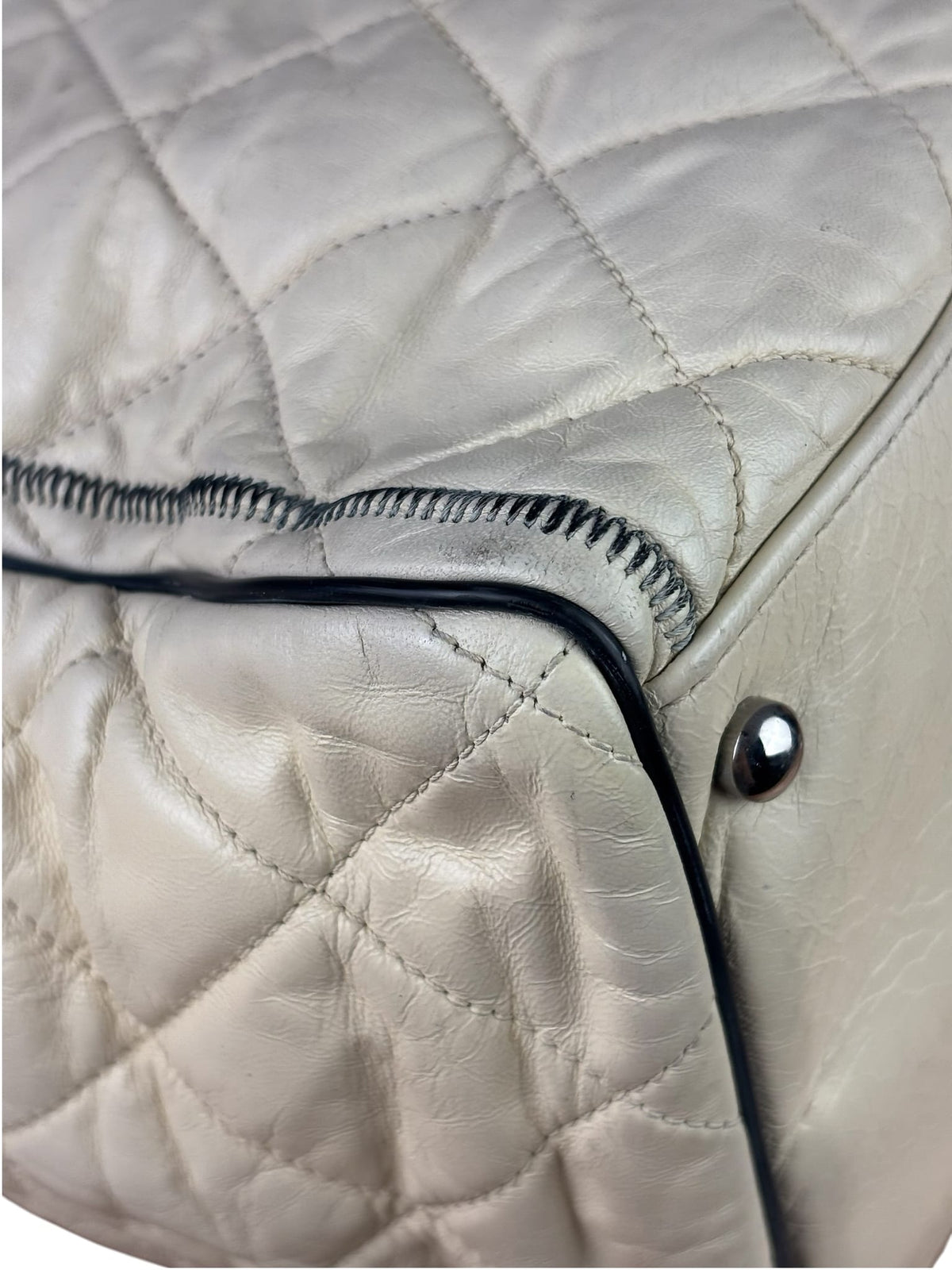 Chanel Cream Quilted Lambskin East/West Reissue Tote 2008