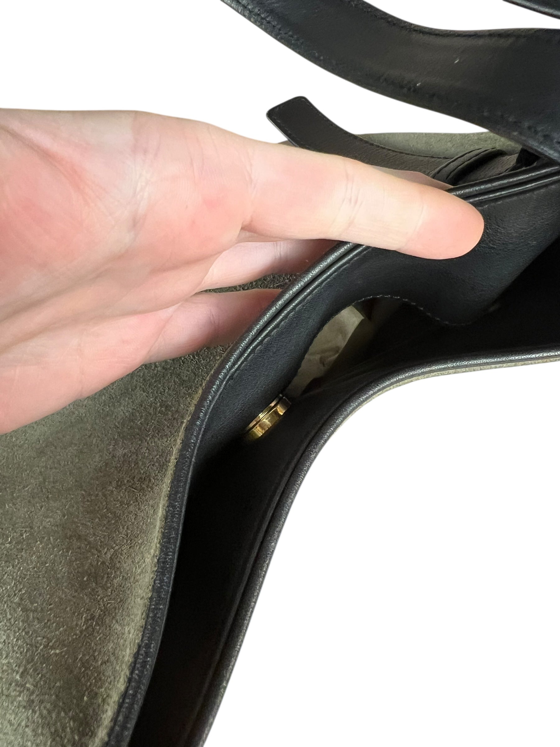 Loewe Suede Anagram Shoulder Tote Olive