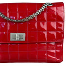Chanel Red Patent Chocolate Bar Chain Flap Bag 2000