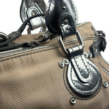 Chloe Beige/Silver Patent Leather Paddington Handbag