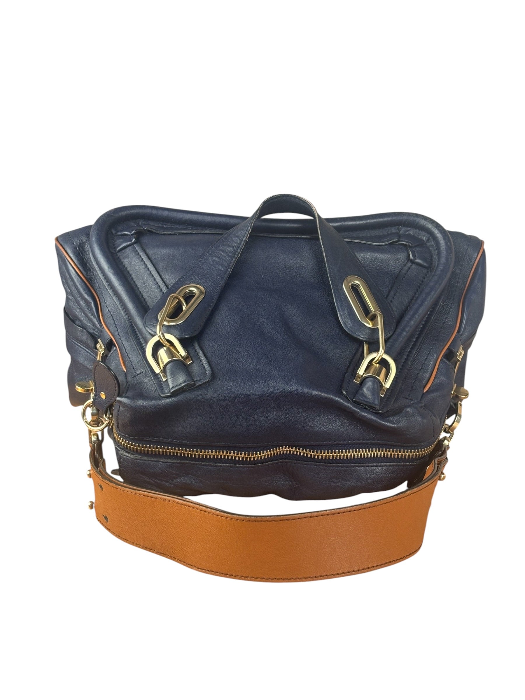 Chloe Night Blue Leather Medium Paraty Military Hand/Shoulder Bag