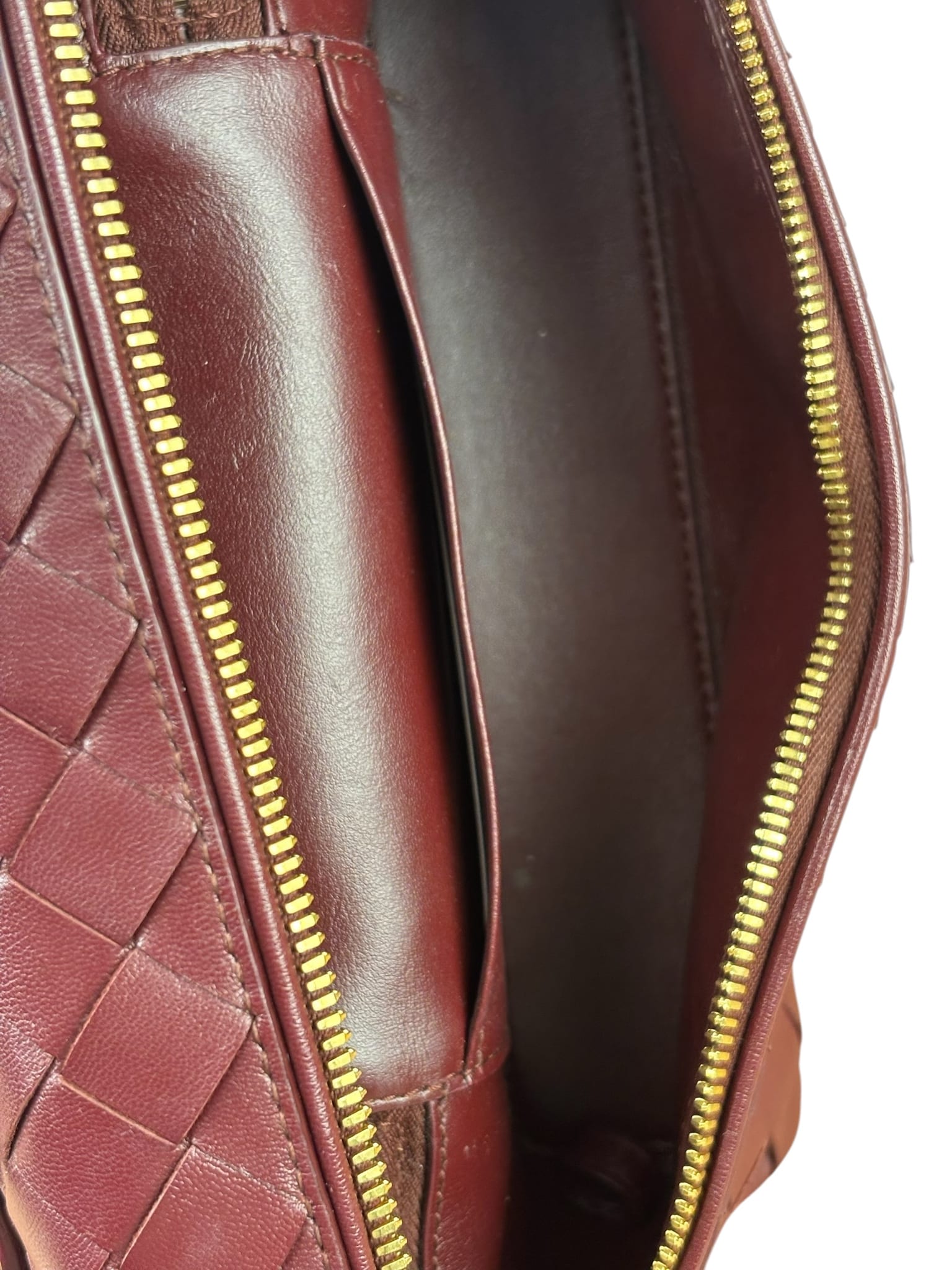 Bottega Veneta Burgundy Leather Intrecciato Bang Bang Vanity Two-Way Bag