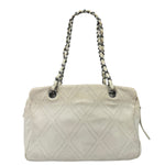 Chanel Cream Chevron Leather Outdoor Ligne Shoulder Bags  2005